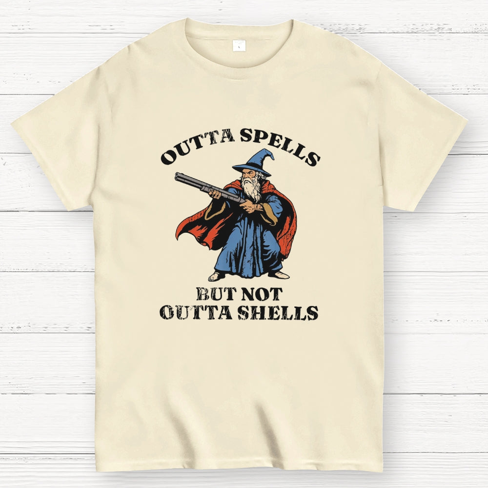 Outta Spells But Not Outta Shells Wizard Fantasy Meme  T-Shirt