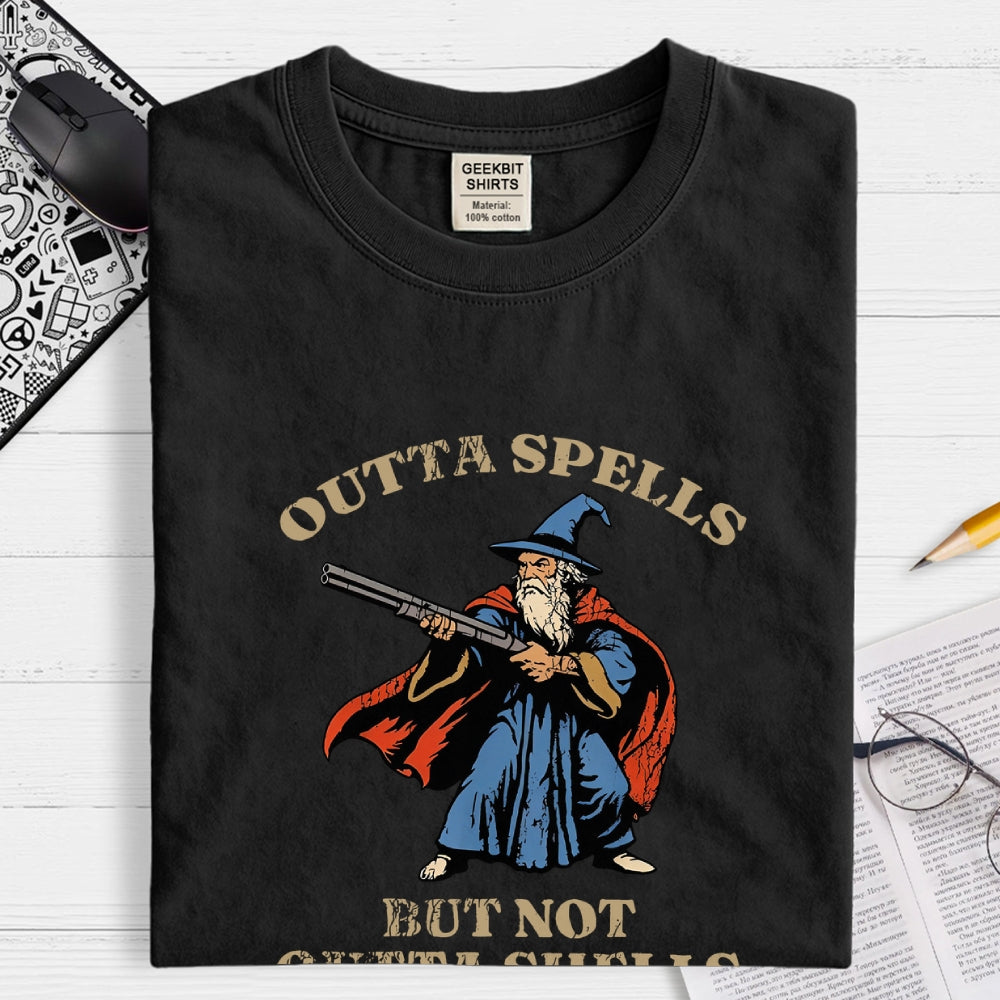 Outta Spells But Not Outta Shells Wizard Fantasy Meme  T-Shirt