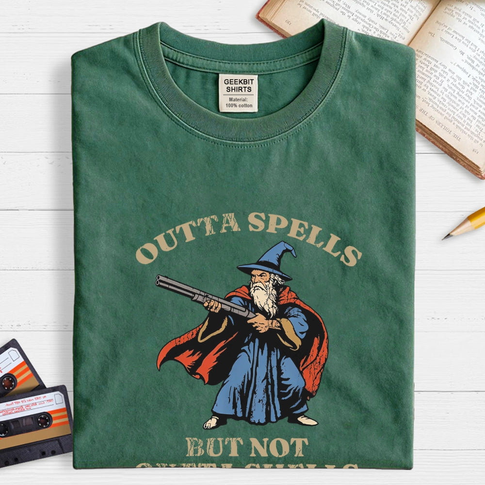 Outta Spells But Not Outta Shells Wizard Fantasy Meme  T-Shirt