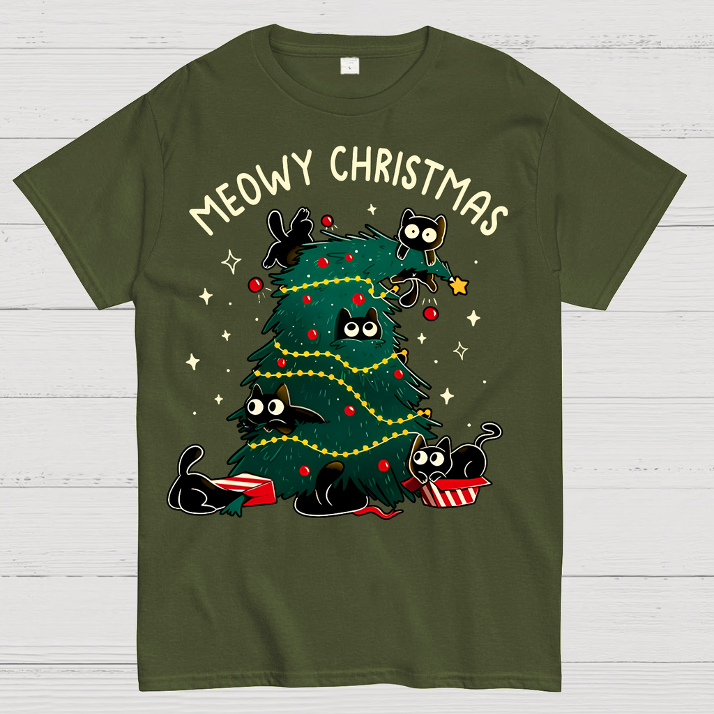 Meowy Christmas Funny Cats  T-Shirt