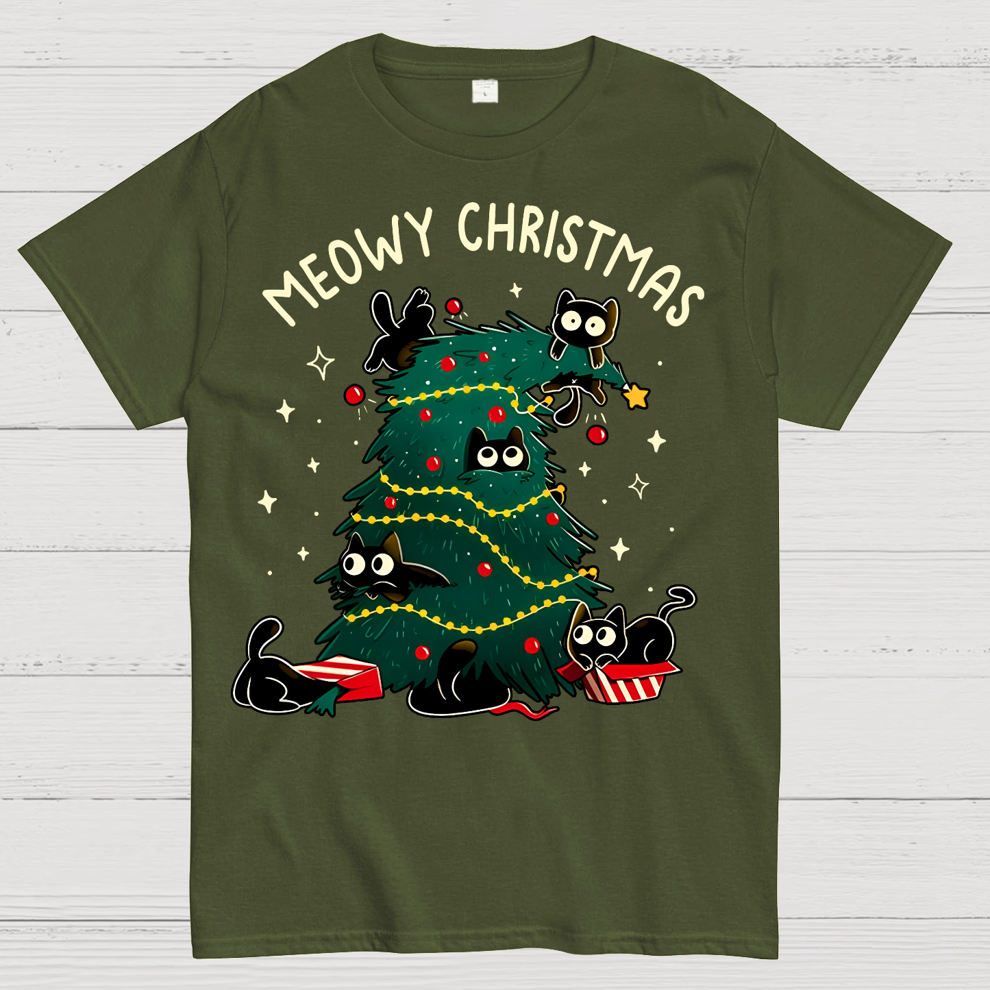 Meowy Christmas Funny Cats  T-Shirt