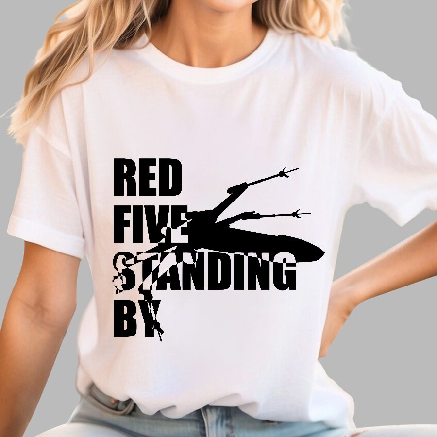 Red Five Standing By Retro  T-Shirt