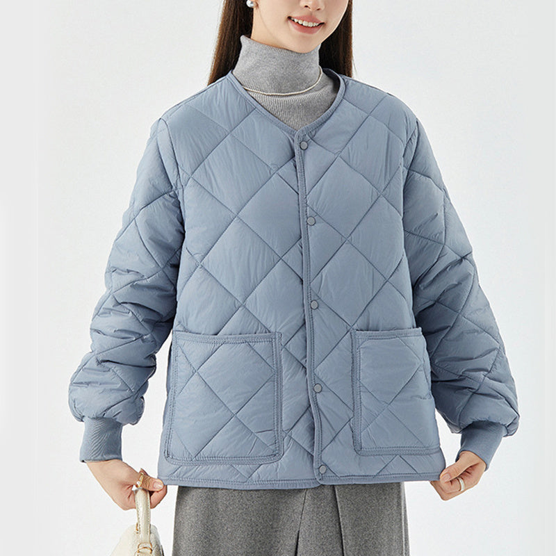 Leichter, gesteppter Damenmantel – Bequemer Rundhalsausschnitt, Nylon