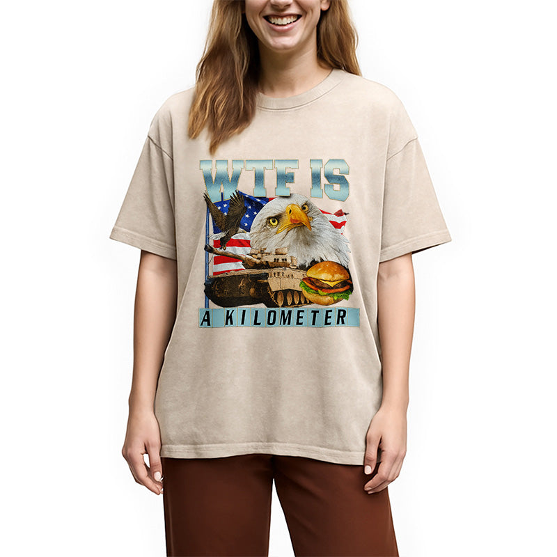 bbb WTF Is A Kilometer Meme Washed T-Shirt