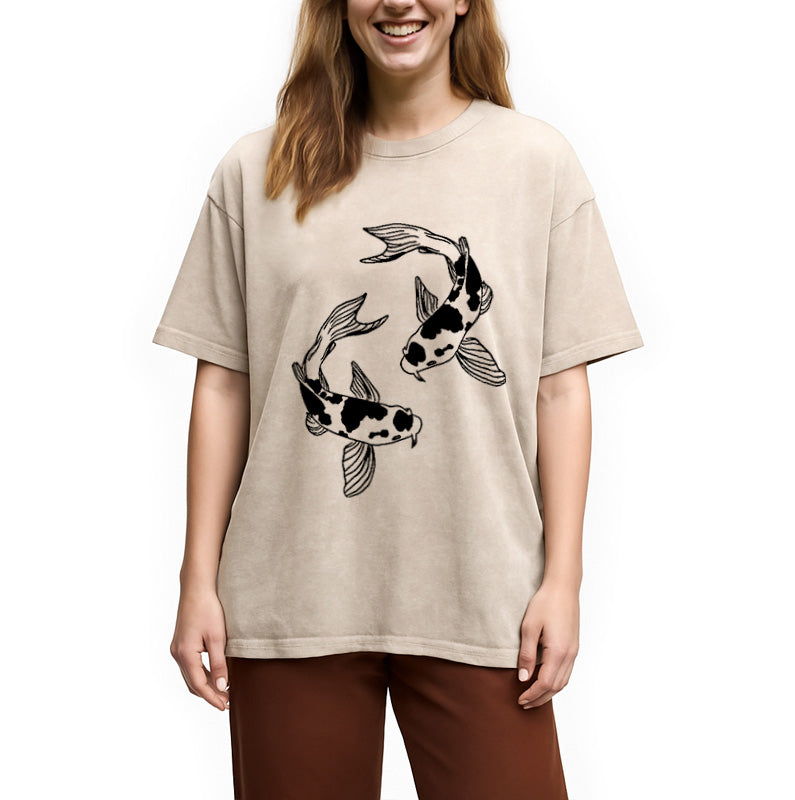 bbb Two Beautiful Koi Washed T-Shirt