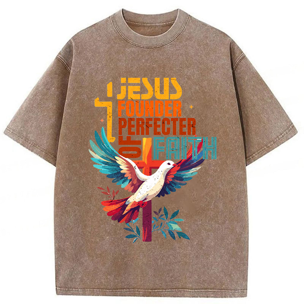 bbb Jesus Founder Perfecter Of Faith Washed T-shirt