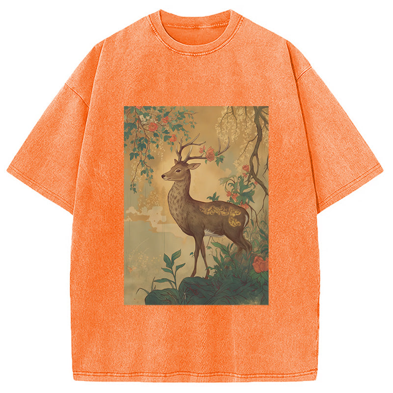 bbb Graceful Japanese Deer Washed T-Shirt