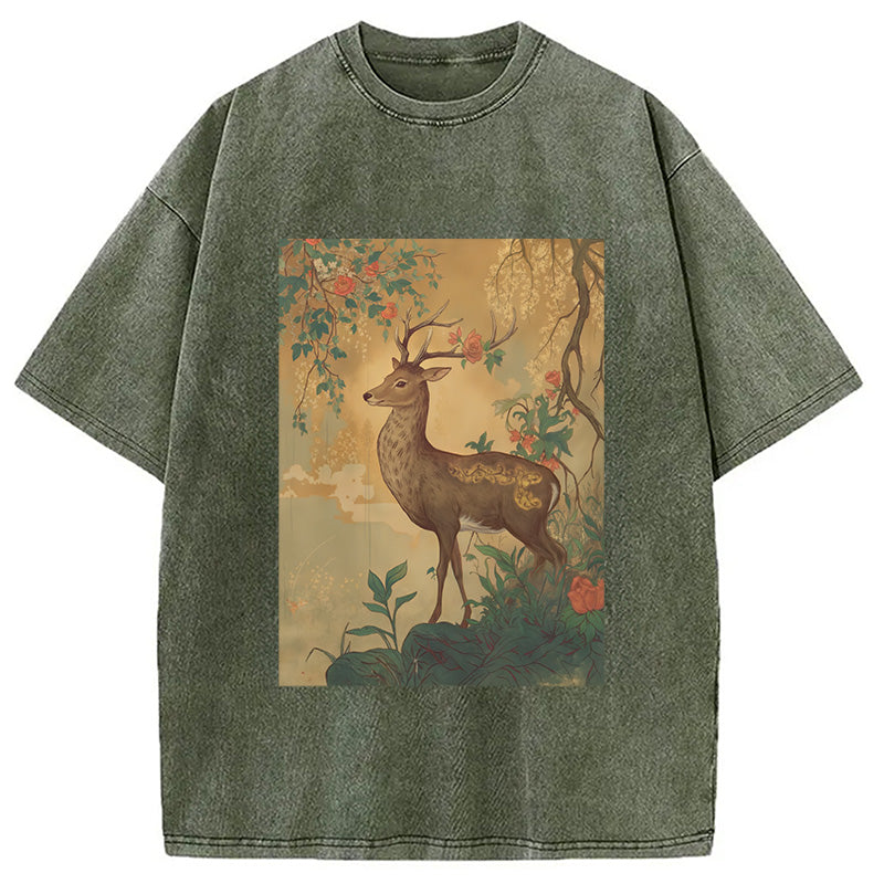 bbb Graceful Japanese Deer Washed T-Shirt