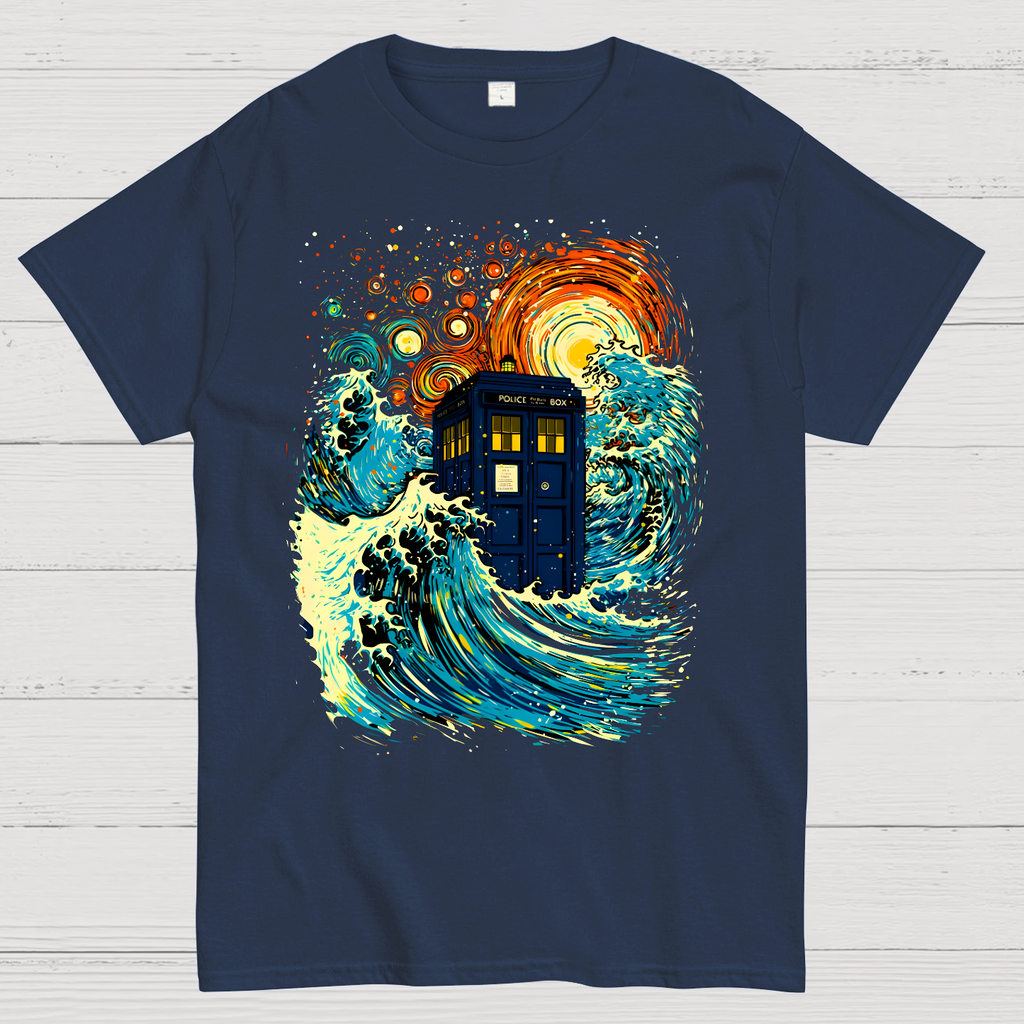 Great Kanagawa Wave And The Tardis  T-Shirt