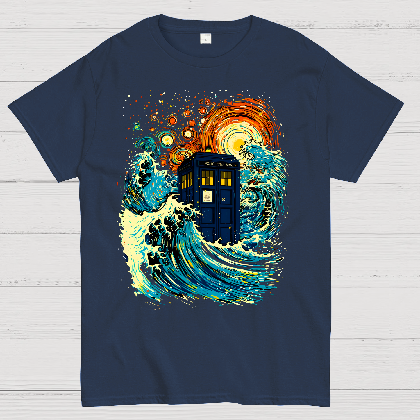 Great Kanagawa Wave And The Tardis  T-Shirt