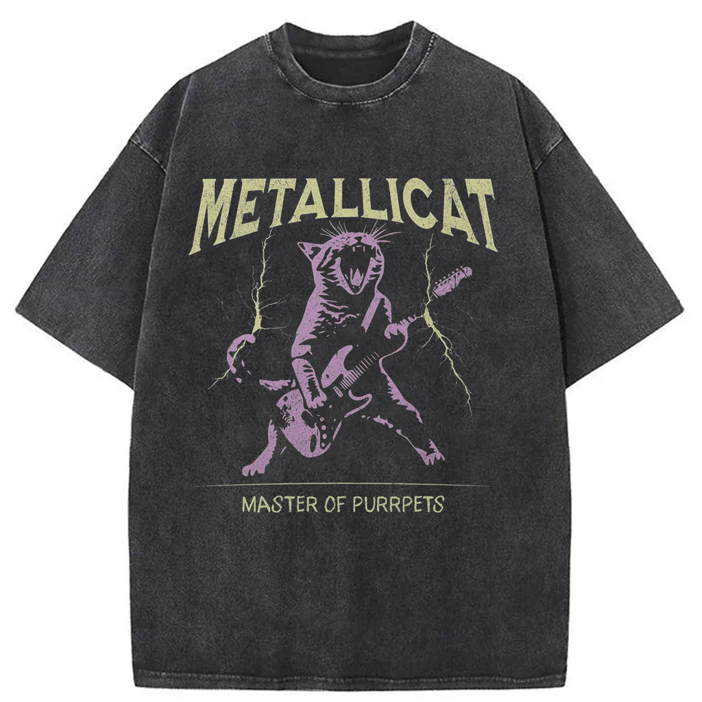 bbb Funny Guitar Cat Washed T-shirt