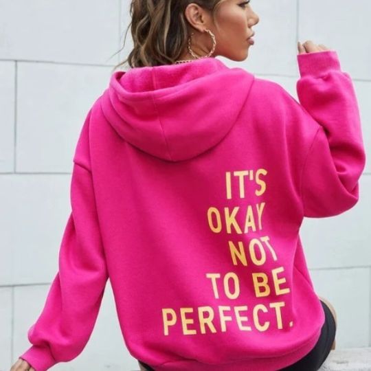 Oversized Women’s Hoodie - Relaxed Back Slogan Cotton Blend