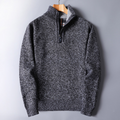 Warm Men's Knit Pullover - Half Zip, Wool Blend, Casual