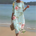 Elegant Floral Print Summer Dress for Women - Comfortable Fit Wedding Guest or Cocktail Dress