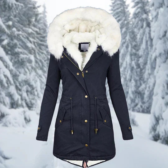 Warm Flattering Women's Parka - Longline, Faux Fur, Winter