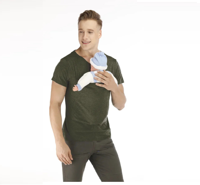 Sicherheits-T-Shirt mit Kängurutasche für Babytragen – Weiche Sommerkleidung aus Polyester für Eltern