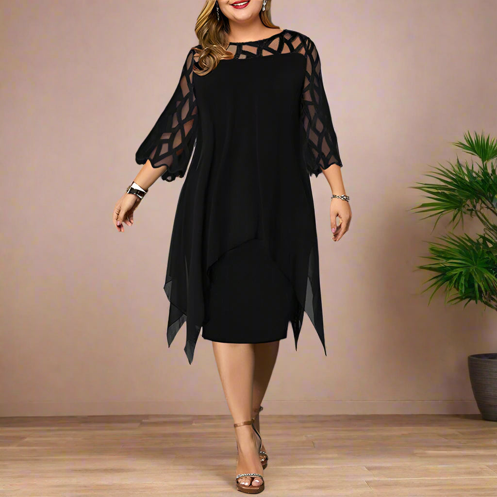 Elegant Oversized Long Sleeve Midi Dress with Unique Sleeve Design for Women, Versatile Style for Casual and Formal Occasions
