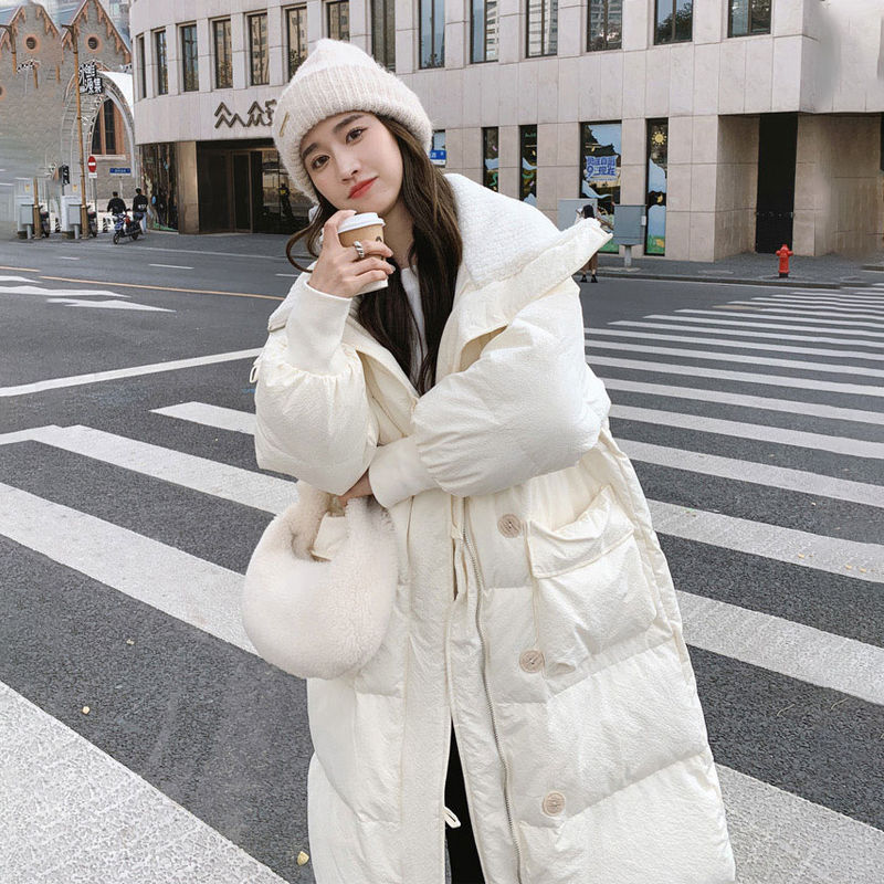 Warm Women's Long Coat - Oversized Quilted Cotton, Winter