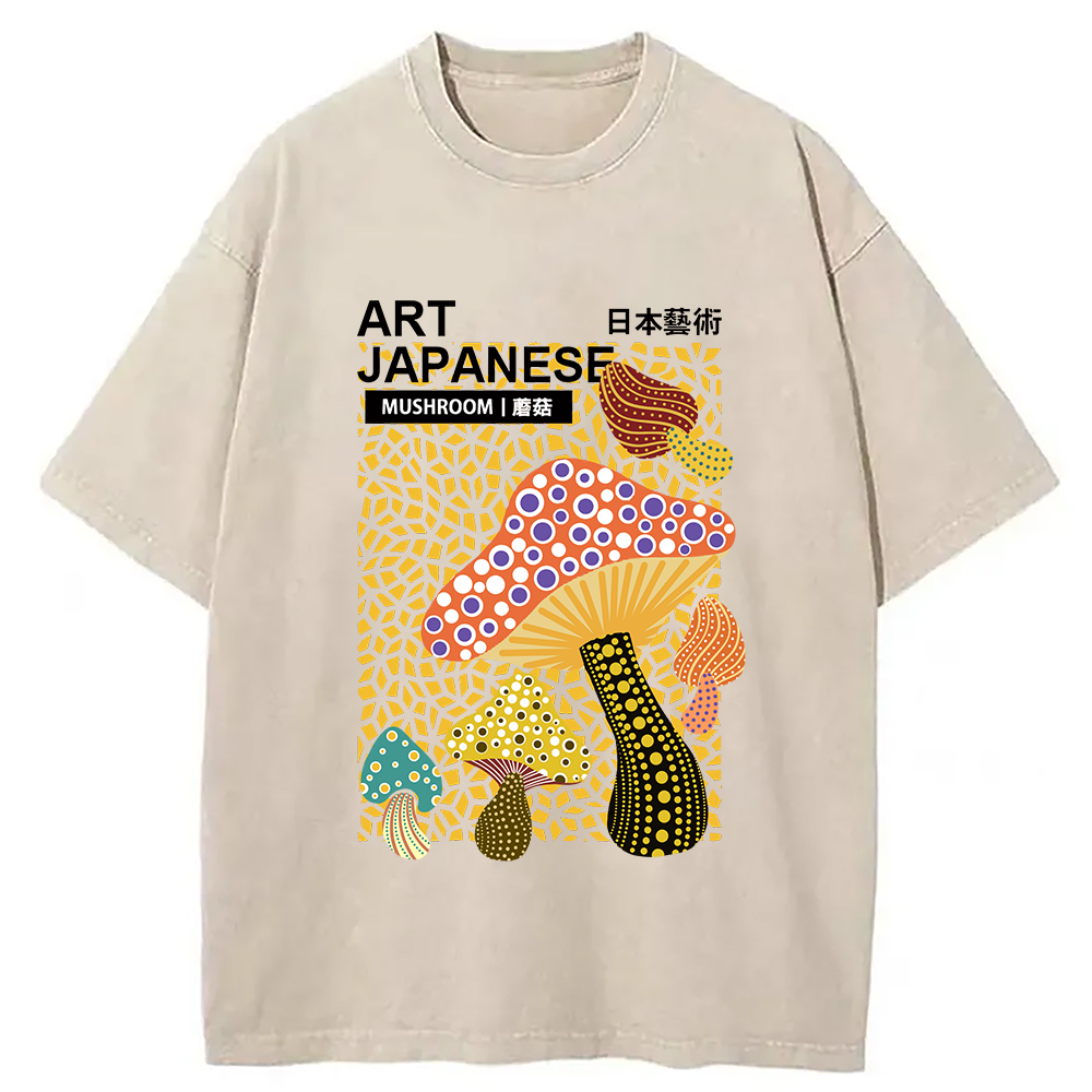 bbb Colorful Mushroom Japanese Art Washed T-Shirt