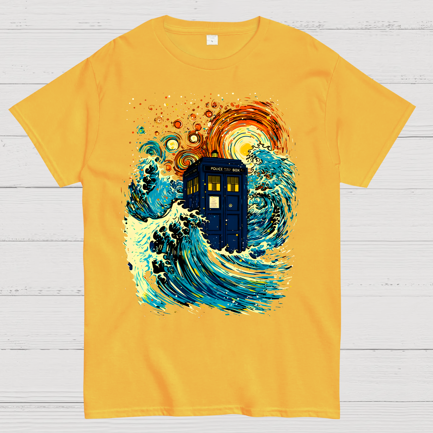 Great Kanagawa Wave And The Tardis  T-Shirt