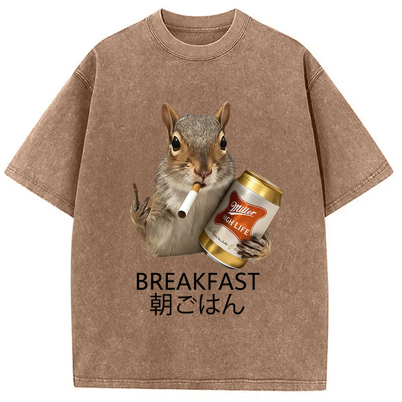 bbb Funny Breakfast Washed T-Shirt