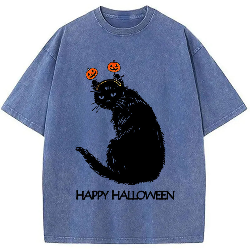 bbb Halloween Cat Japanese Washed T-Shirt