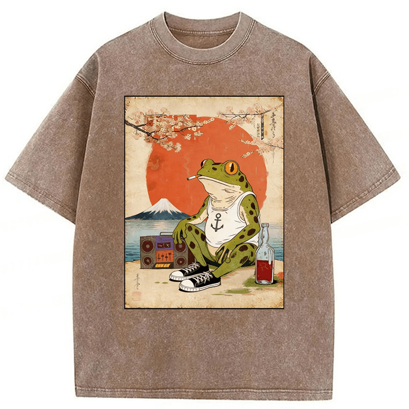 bbb Japanese Style Frog Washed T-shirt