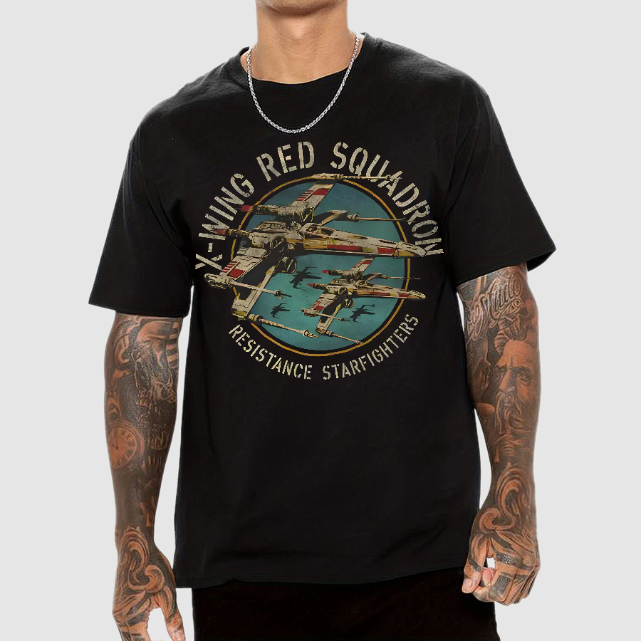 Star Battles X-Wing Squadron Faded Portrait  T-Shirt