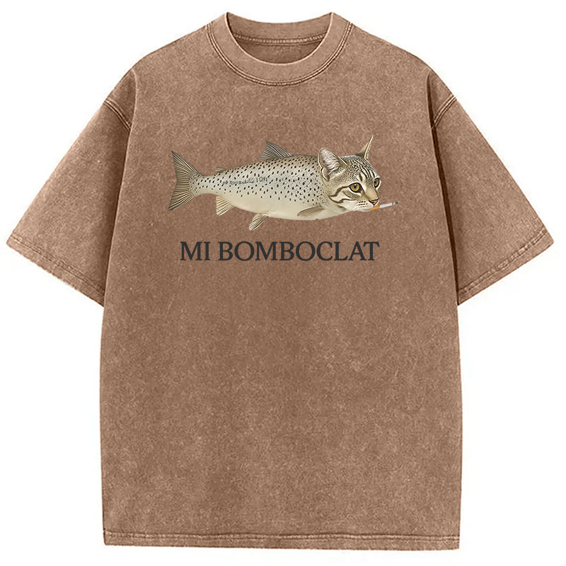 bbb Bomboclat Fish Cat Meme Washed T-Shirt