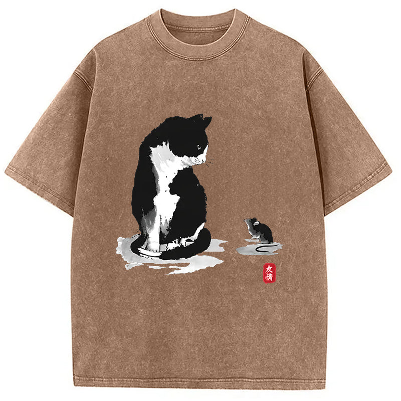 bbb Cat And Mouse Friendship Washed T-Shirt