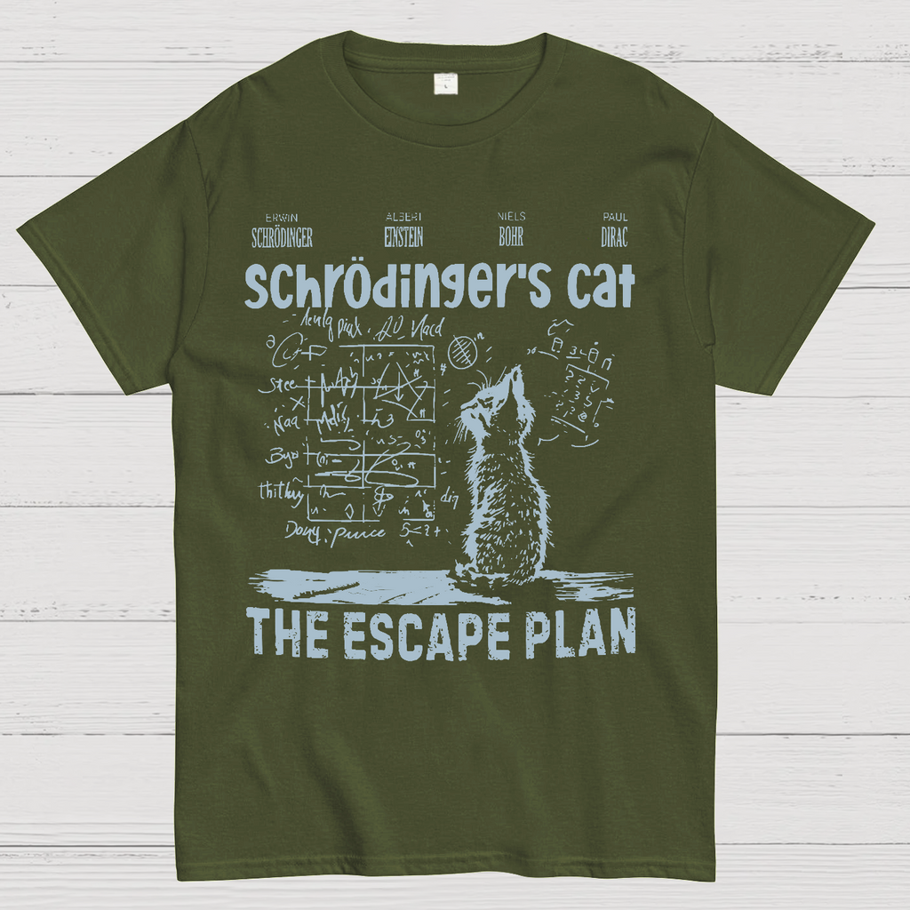 Schrodinger's Cat Escape Plan Interesting Physics Science  T-Shirt