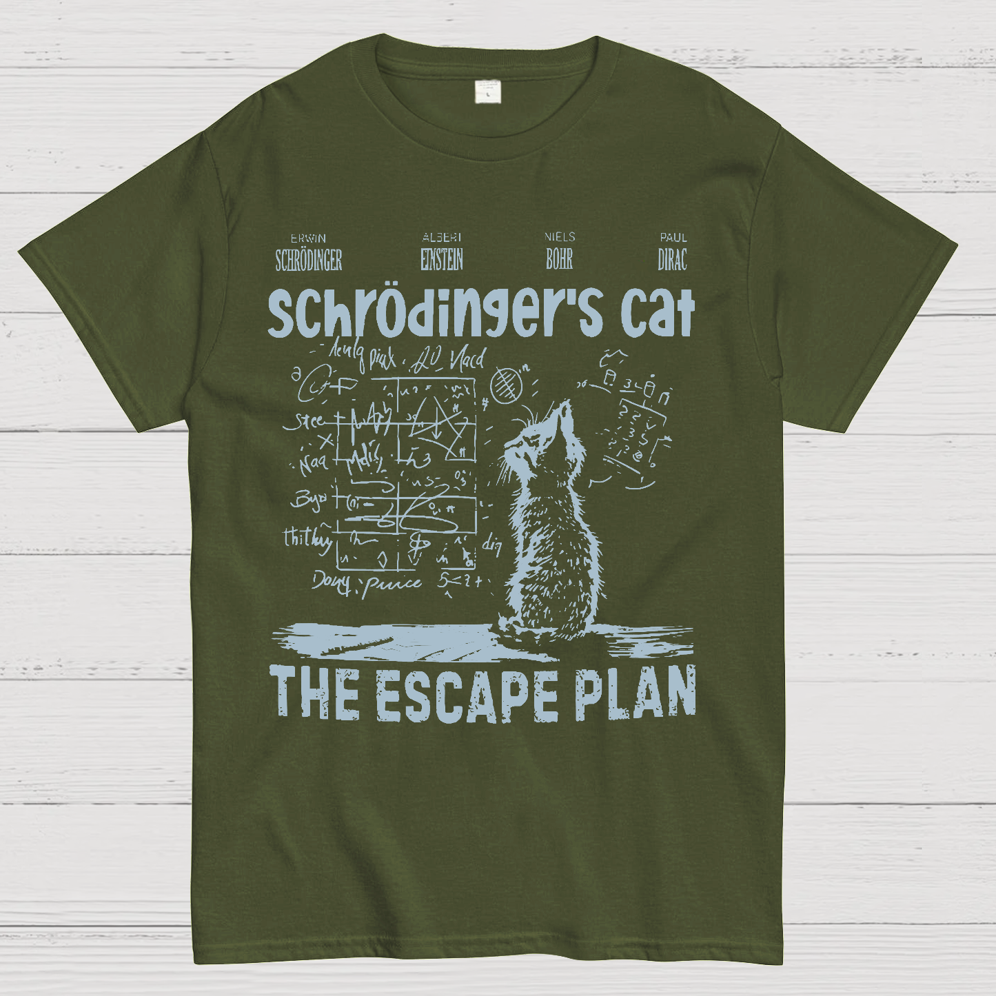 Schrodinger's Cat Escape Plan Interesting Physics Science  T-Shirt