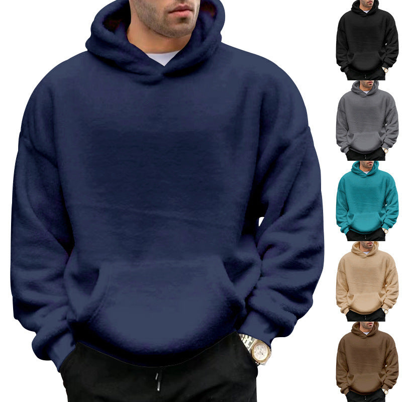 Soft Relaxed Men's Hoodie - Pullover, Double Velvet, Winter