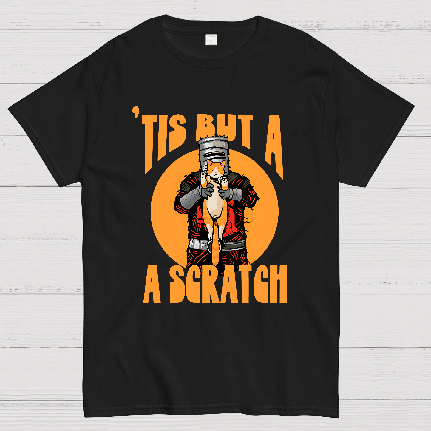 Tis But A Scratch The Black Knight Vs Cat Knight & Kitten  T-Shirt