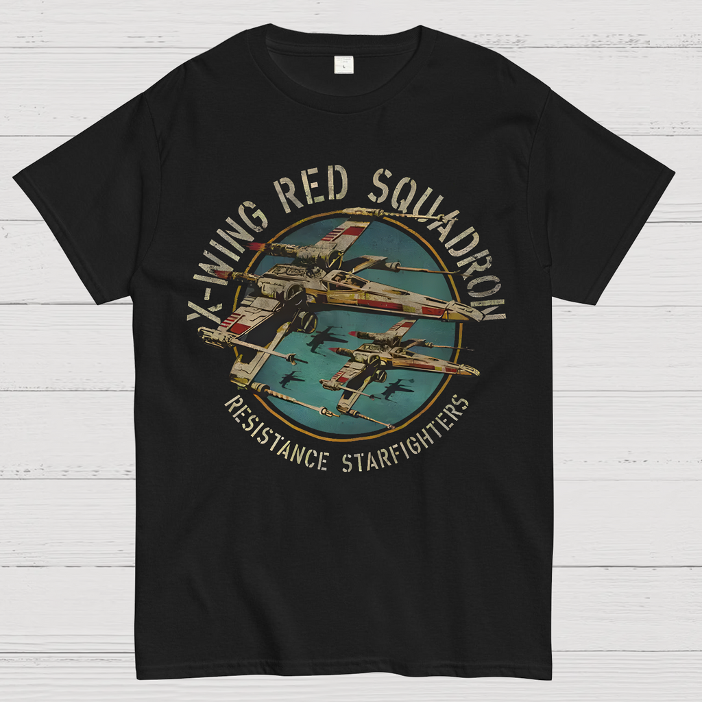 Star Battles X-Wing Squadron Faded Portrait  T-Shirt
