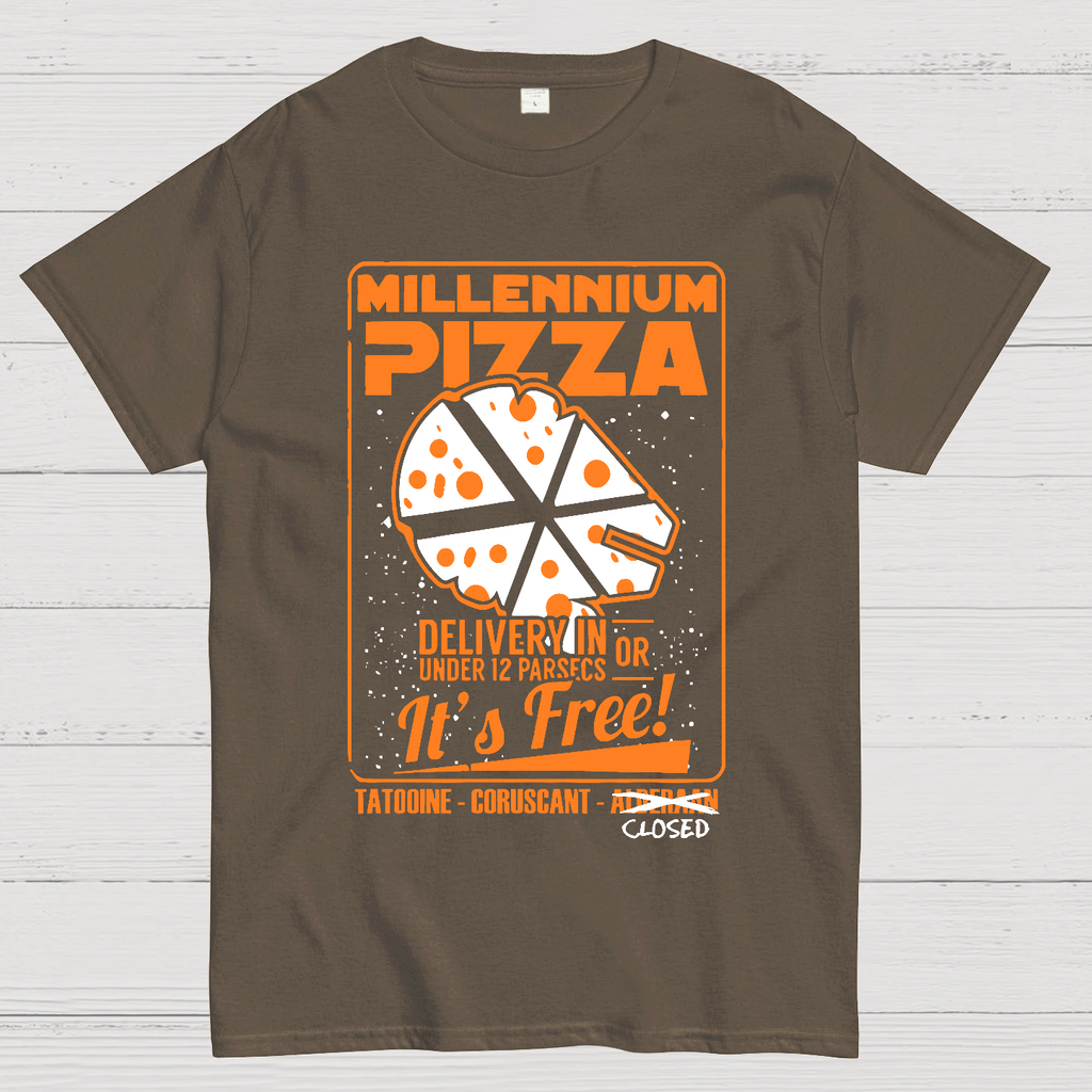 Millennium Pizza Delivery In Or Under 12 Parsecs It's Free! Tatodine Coruscant-Alderari Closed  T-Shirt
