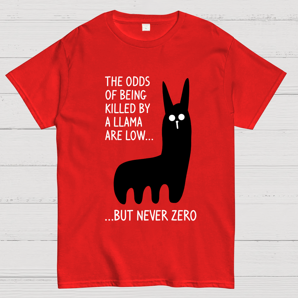 The Odds Of Being Killed By Allama Are Low But Never Zero Killer Llama  T-Shirt