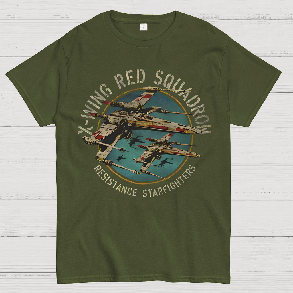 Star Battles X-Wing Squadron Faded Portrait  T-Shirt