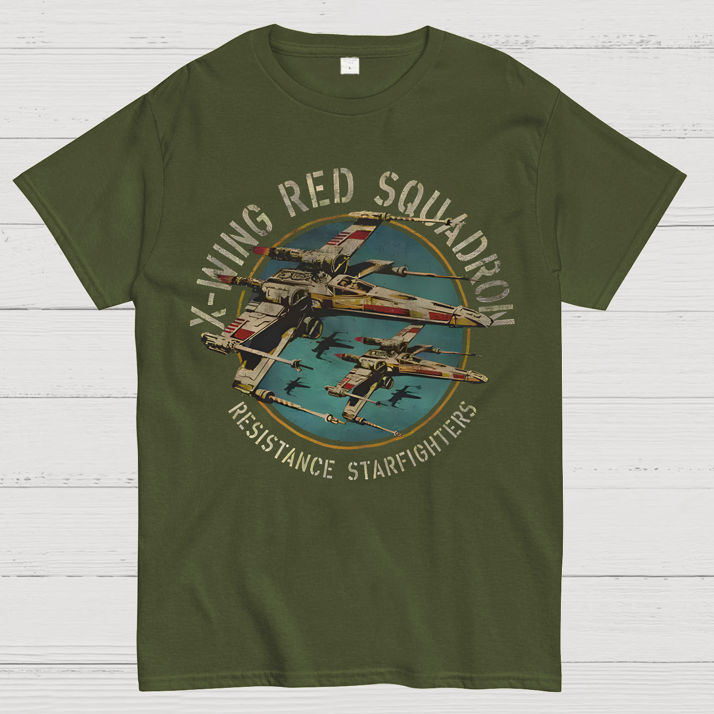 Star Battles X-Wing Squadron Faded Portrait  T-Shirt