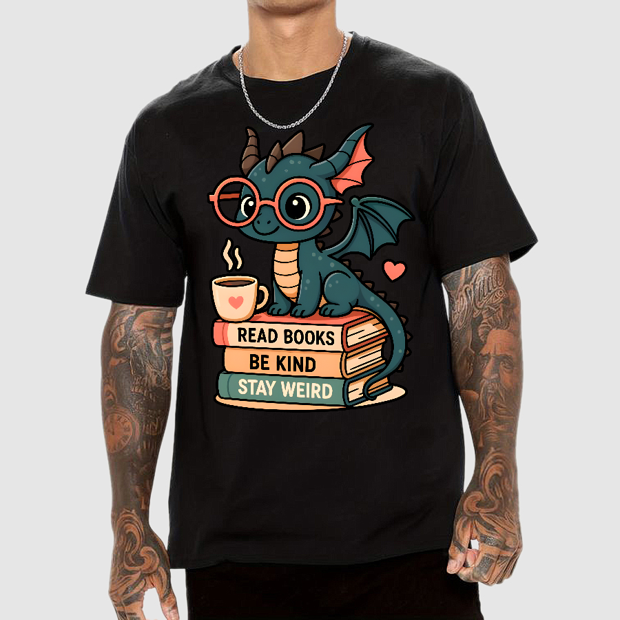 Dragons and Books - Kind and Weird  T-Shirt
