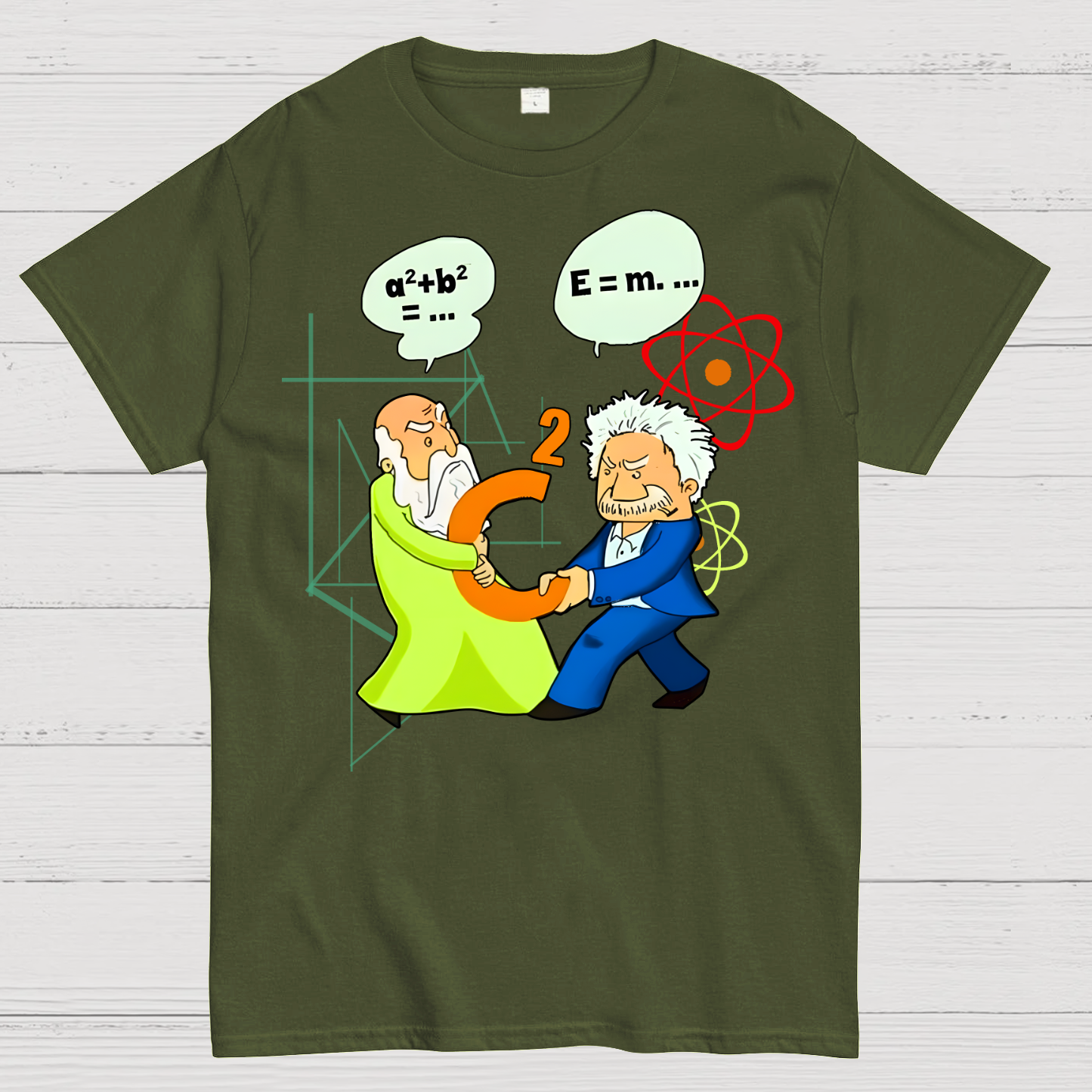Albert Einstein Pythagoras Physics Mathematics Science  T-Shirt
