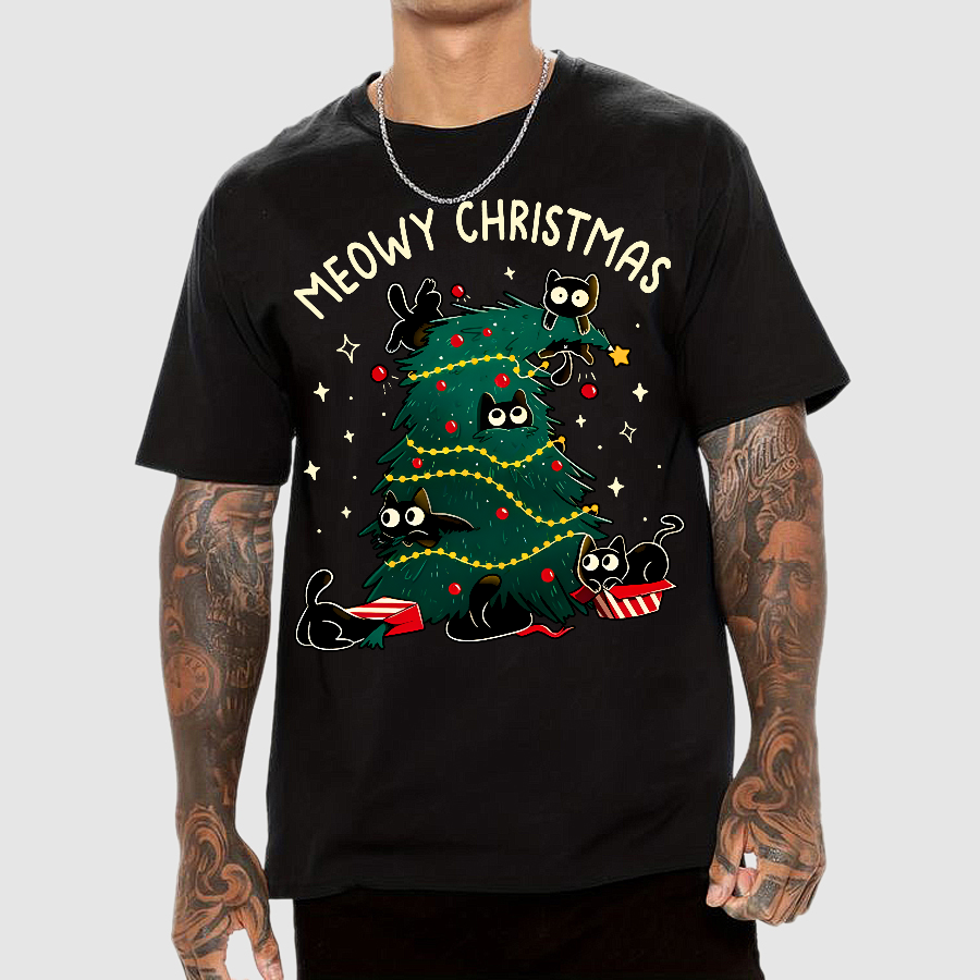Meowy Christmas Funny Cats  T-Shirt