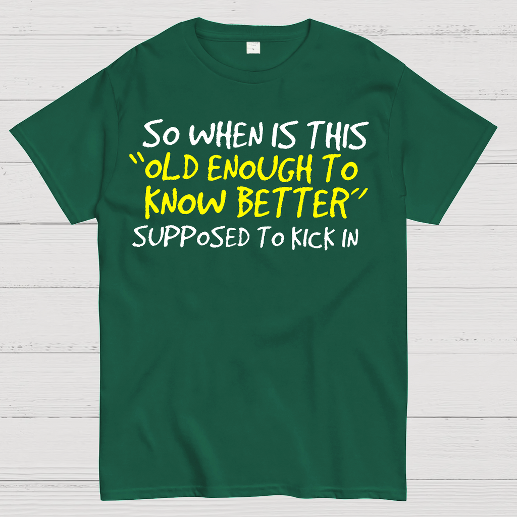 So When Is This Old Enough To Know Better Supposed To Kick In  T-Shirt