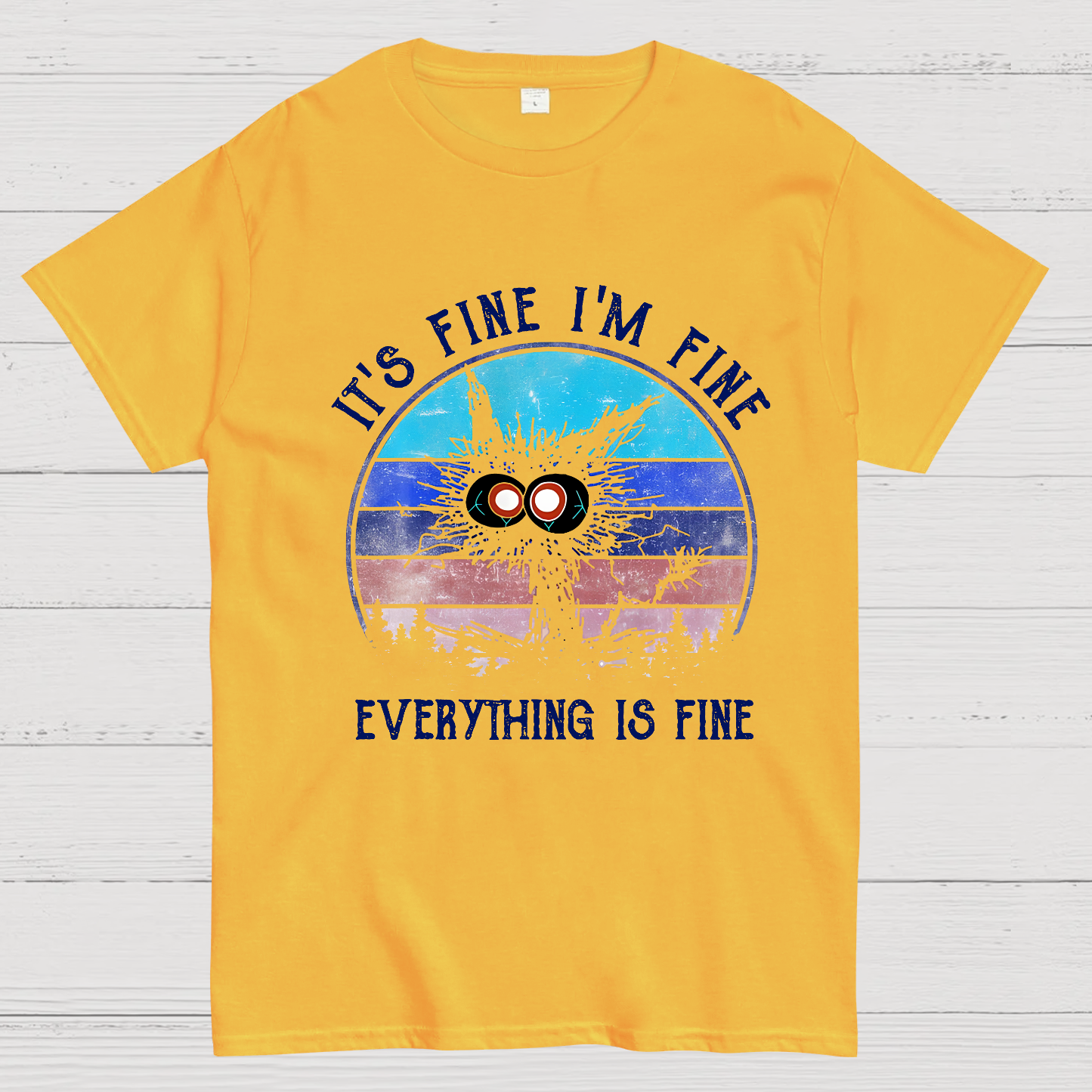 It ‘s Fine I am Fine Everything Is Fine Funny Black cat  T-Shirt
