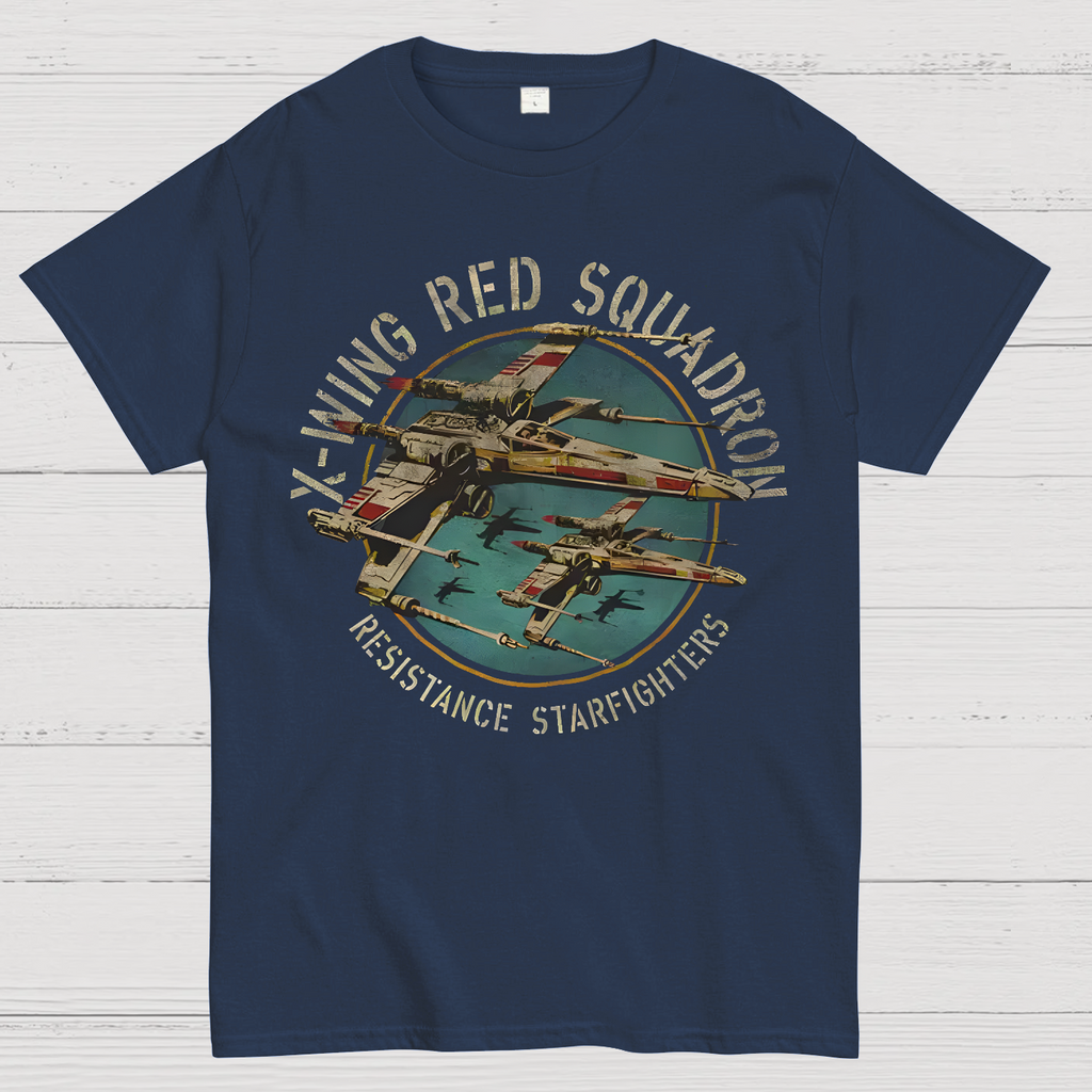 Star Battles X-Wing Squadron Faded Portrait  T-Shirt