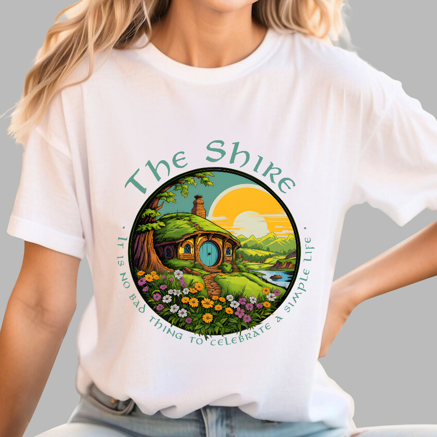 The Shire Home Middle Earth Wizard Journey Fellowship Elvish Bookish  T-Shirt