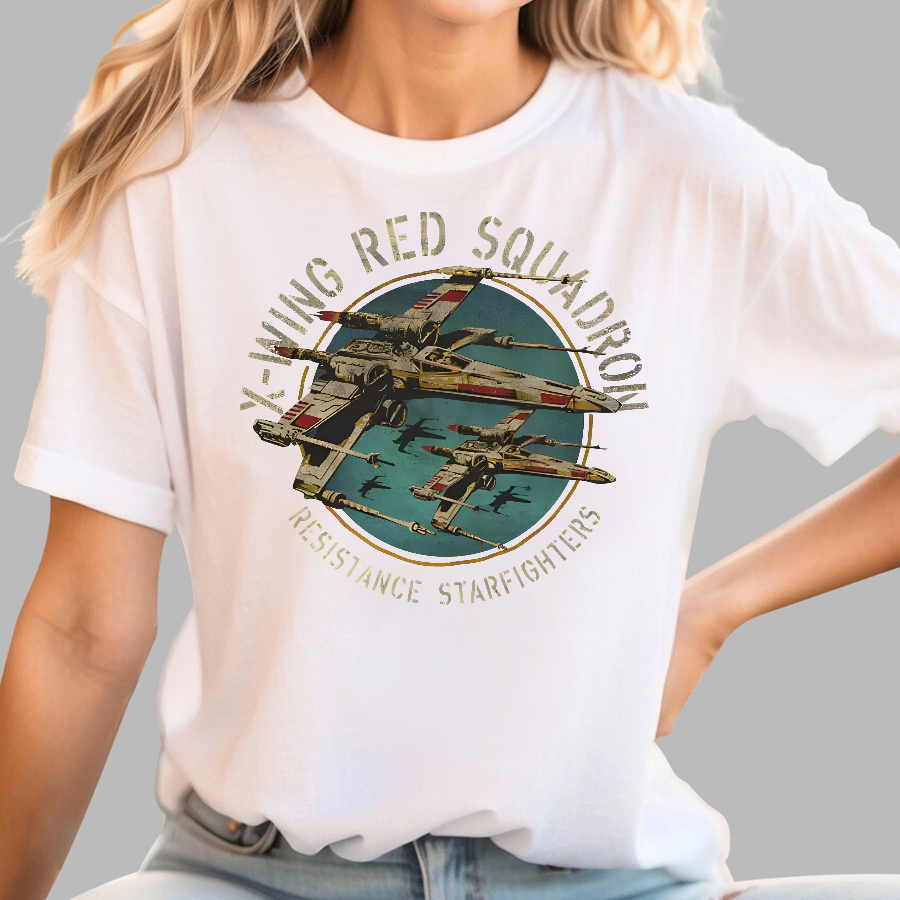Star Battles X-Wing Squadron Faded Portrait  T-Shirt