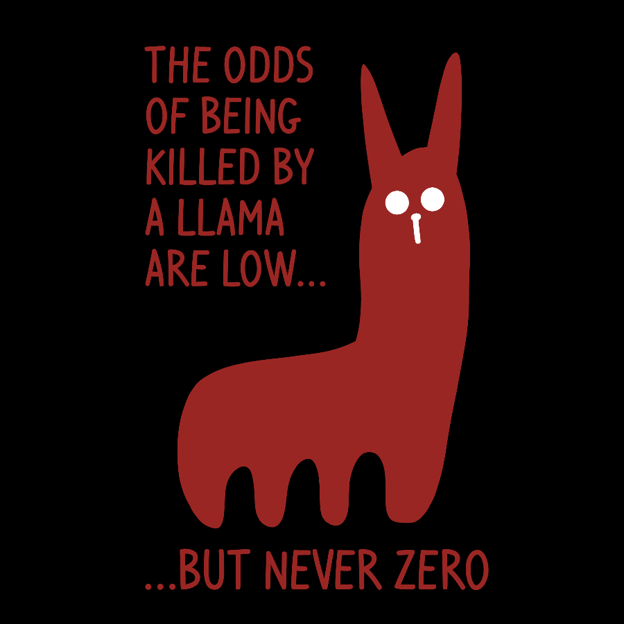 The Odds Of Being Killed By Allama Are Low But Never Zero Killer Llama  T-Shirt