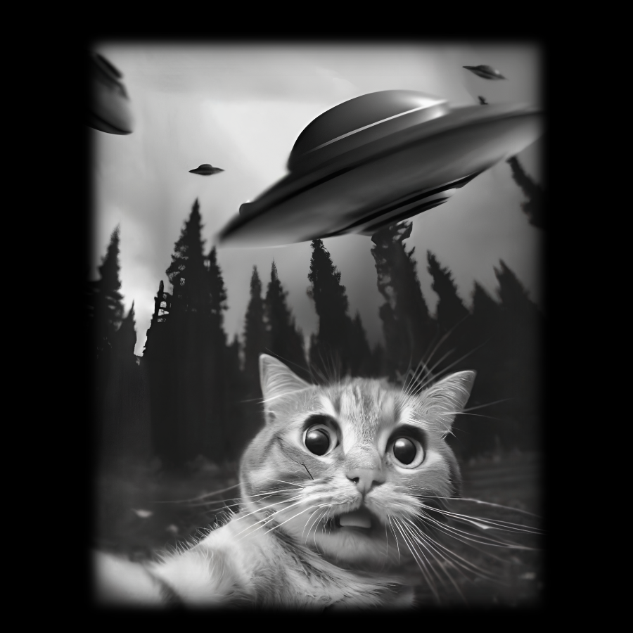 Cat With UFOs y T-Shirt