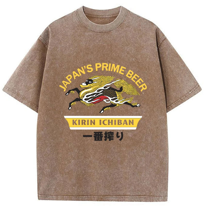 bbb Kirin Ichiban Beer Logo Japanese Washed T-Shirt